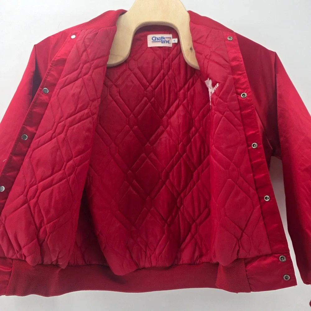 Chalk Line Red FMC Safety Excellence Winner 1989 Satin Bomber Jacket Mens XL